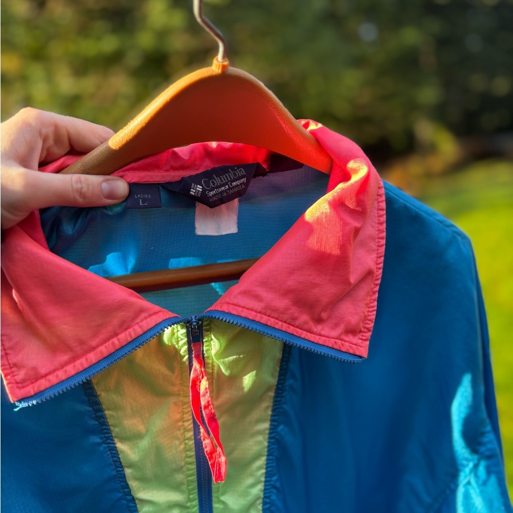 Columbia Blue and Pink Windbreaker